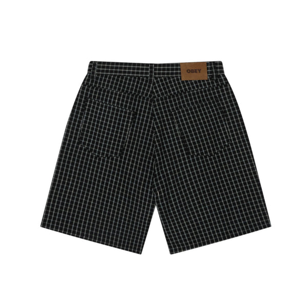 Obey Plaid Baggy Denim Short - Black Multi | Boarders