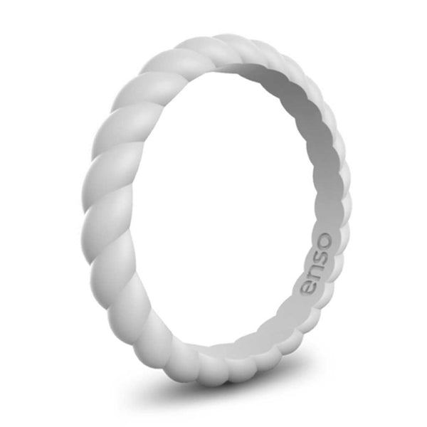 Enso Rings Braided Stackables Silicone Ring Double Pack - Grey/Turquoise Grey