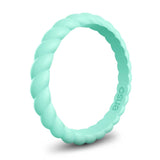 Enso Rings Braided Stackables Silicone Ring Double Pack - Grey/Turquoise Turquoise