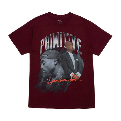 Primitive x Tupac Legend Tee - Burgundy Front