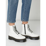 Dr. Martens Women's Jadon Smooth Leather Platform Boots - White model