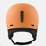 Anon 26/27 Raider 3 Helmet -AUTUMN GLOW - An orange snowboard helmet with a black chin strap and black ventilation holes, shown from the back.