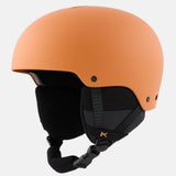 Anon 26/27 Raider 3 Helmet -AUTUMN GLOW - A matte orange ski helmet with black interior padding and straps, shown from a three-quarters angle 