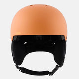 Anon 26/27 Raider 3 Helmet -AUTUMN GLOW - An orange Anon ski helmet with a matte finish, black interior padding, and a black chin strap.