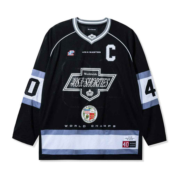 40s & Shorties Champs Hockey Jersey - Black Front