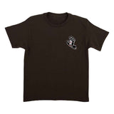 YOUTH SCREAMING HAND S/S MIDWEIGHT T-SHIRT DK CHOCOLATE W/GREY INVERT fRONT CHEST LOGO