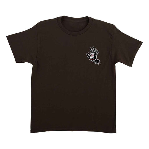 YOUTH SCREAMING HAND S/S MIDWEIGHT T-SHIRT DK CHOCOLATE W/GREY INVERT fRONT CHEST LOGO