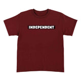 YOUTH BAR LOGO S/S MIDWEIGHT T-SHIRT - MAROON fRONT LOGO ON CHEST
