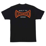 BUILT TO GRIND SPAN S/S HEAVYWEIGHT T-SHIRT - BLACK bACK ORANGE OUTLINE LOGO ON CENTER 