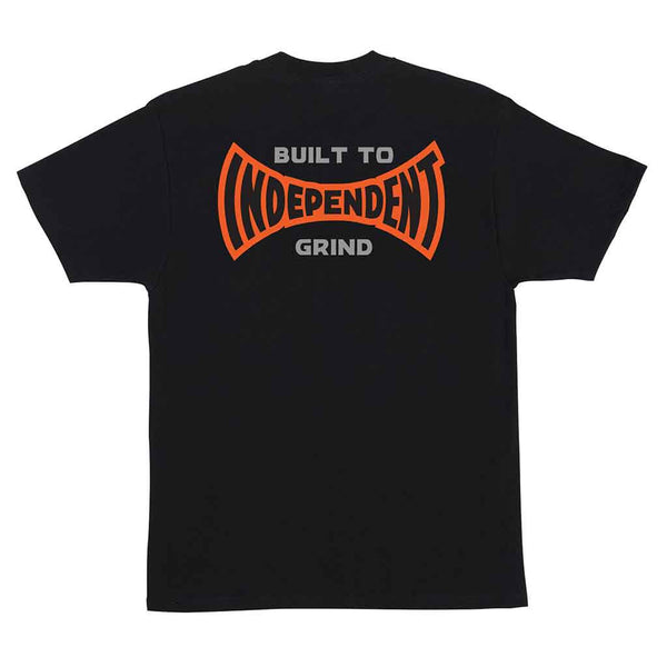 BUILT TO GRIND SPAN S/S HEAVYWEIGHT T-SHIRT - BLACK bACK ORANGE OUTLINE LOGO ON CENTER 
