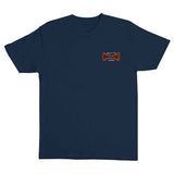 BUILT TO GRIND SPAN S/S HEAVYWEIGHT T-SHIRT - NAVY FRONT ORANGE OUTLINE LOGO ON CHEST