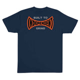 BUILT TO GRIND SPAN S/S HEAVYWEIGHT T-SHIRT - NAVY BACK ORANGE OUTLINE LOGO ON CENTER