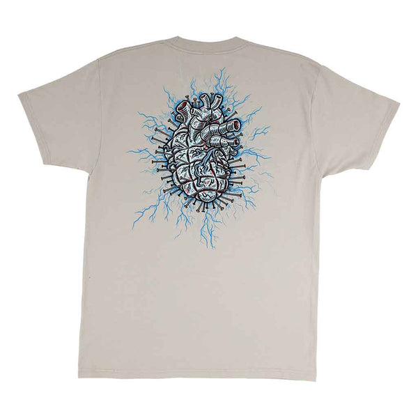 HELLRAISER S/S HEAVYWEIGHT T-SHIRT - STORM GREY bACK hEART GRAPHIC ON CENTER