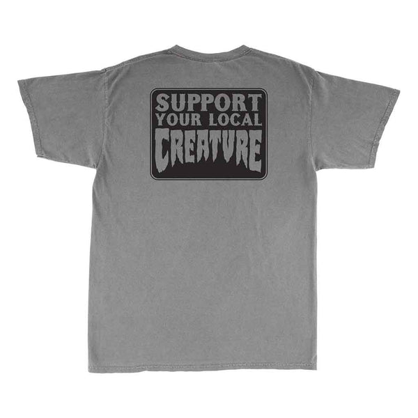REV SUPPORT S/S HEAVYWEIGHT T-SHIRT - STORM GREY PIGMENT BACK LOGO ON CENTER