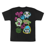 YOUTH SCRIBBLE HEAD S/S MIDWEIGHT T-SHIRT - BLACK SKULL THEMED SCRIBBLE ON BACK