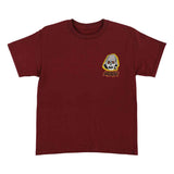 YOUTH SCRIBBLE HEAD S/S MIDWEIGHT T-SHIRT - MAROON FRONT. SCRIBBLE ART ON CHEST