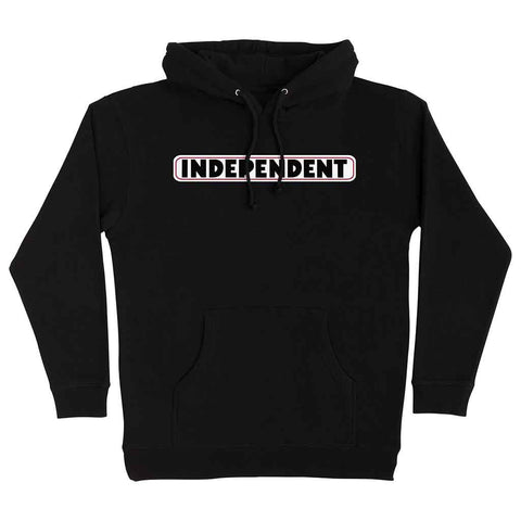 BAR LOGO P/O HOODED HEAVYWEIGHT SWEATSHIRT BLACK INDEPENDENT FRONT. LOGO ON CHEST