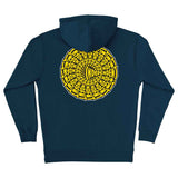 SPAN REVOLVE P/O HOODED HEAVYWEIGHT SWEATSHIRT - NAVY BACK. LOGO STACKED TO FORM A CIRCLE.