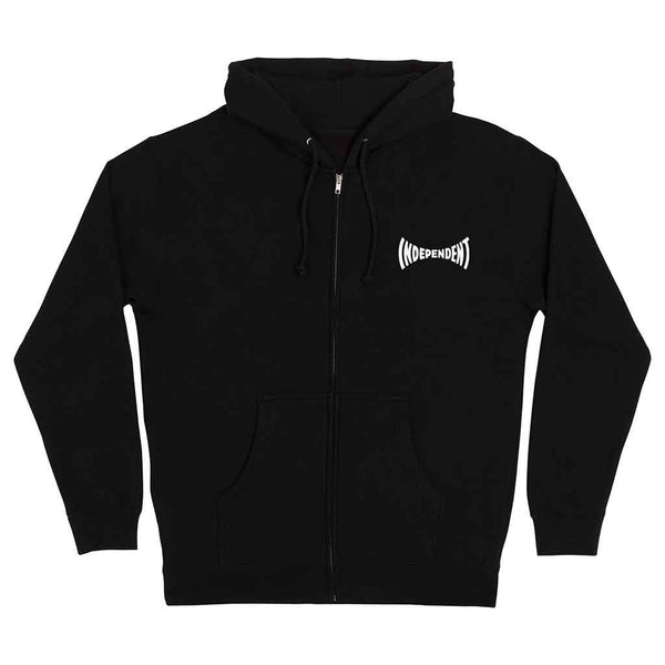 SPAN ZIP HOODED HEAVYWEIGHT SWEATSHIRT - BLACK FRONT. LOGO ON CHEST