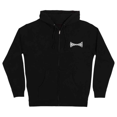 SPAN ZIP HOODED HEAVYWEIGHT SWEATSHIRT - BLACK FRONT. LOGO ON CHEST