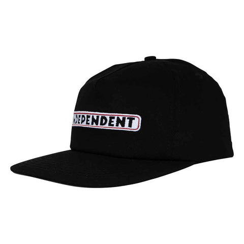 BAR LOGO SNAPBACK UNSTRUCTURED HAT - BLACK Logo on front