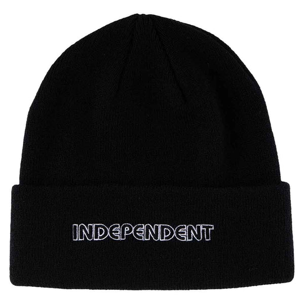 GROUNDWORK BEANIE LONG SHOREMAN HAT - BLACK Front. Logo on front
