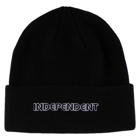 GROUNDWORK BEANIE LONG SHOREMAN HAT - BLACK Front. Logo on front