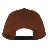 BUILT TO GRIND ONSITE SNAPBACK UNSTRUCTURED HAT - BROWN Back. BTG embroidered on bottom left