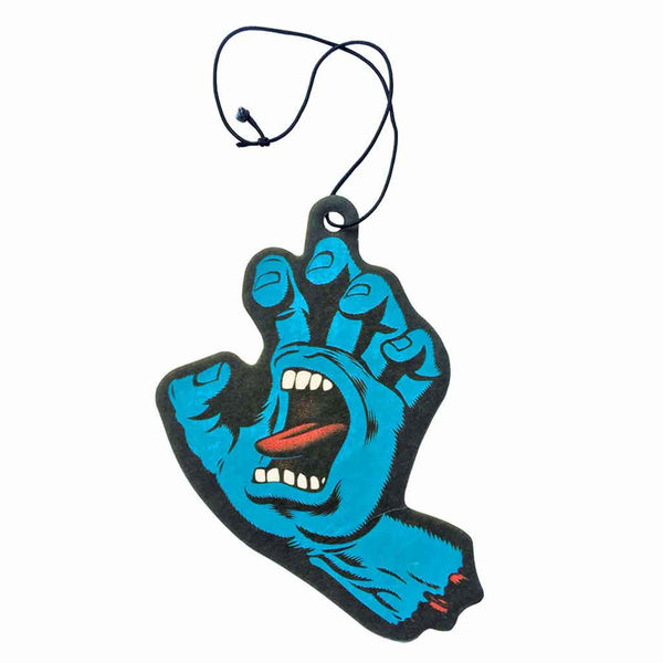 SCREAMING HAND AIR FRESHENER - BLUE. Screaming hand with band on top