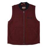 BUILT TO GRIND VEST WORK TOP - DEEP BURGUNDY FRONT. LOGO ON CHEST
