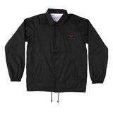 BUILT TO GRIND SPAN WINDBREAKER L/S JACKET - BLACK FRONT. LOGO ON CHEST. BUTTON UP