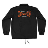 BUILT TO GRIND SPAN WINDBREAKER L/S JACKET - BLACK bACK. LOGO ON CENTER
