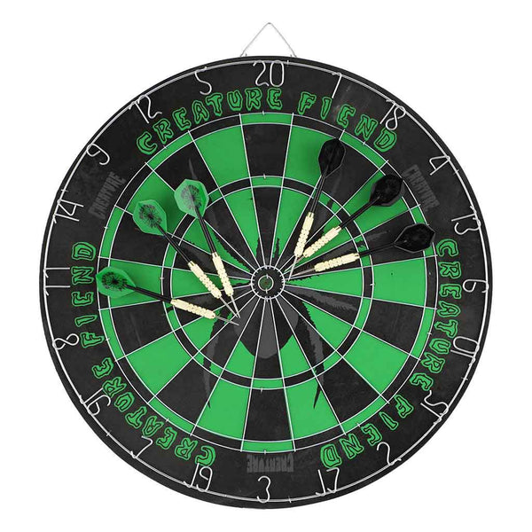 WEB DART BOARD - BLACK/DK GREEN front. creature logo around the board. 