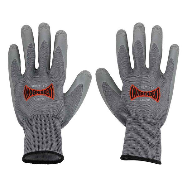 BUILT TO GRIND GLOVES - GREY. Logo on the back side of the hand.