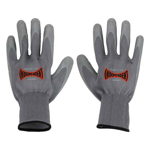 BUILT TO GRIND GLOVES - GREY. Logo on the back side of the hand.