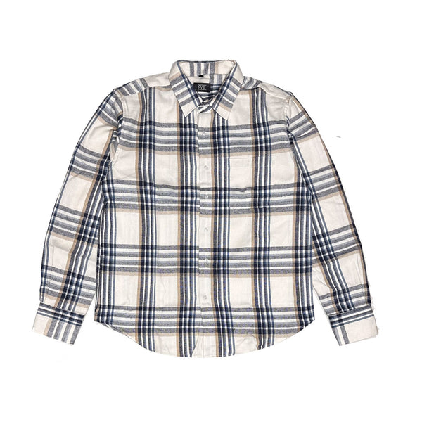  8VIII Plaid L/S Flannel - Cream/Black/Brown