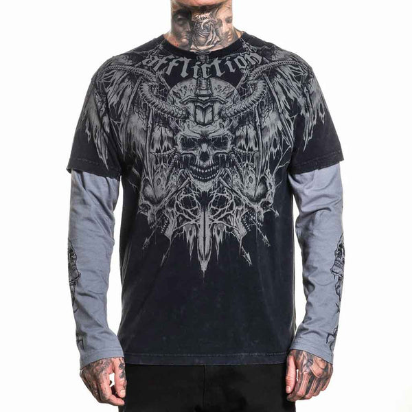 Affliction Electric Fire 2Fer L/S Tee - Black Lava/Charcoal