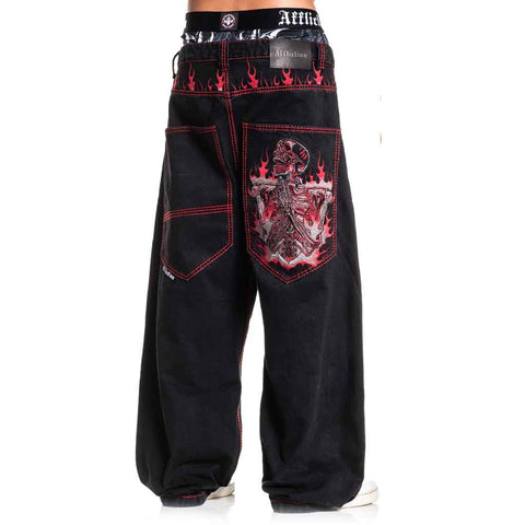 Affliction Extra Wide Flameful Faith Pant - Black Denim