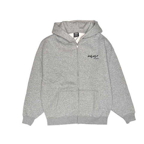 Boarders Script Zip Hoodie - Heather Grey