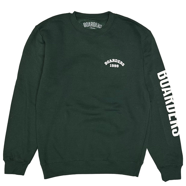 Boarders Bold Arch Crewneck - Forest Green Front