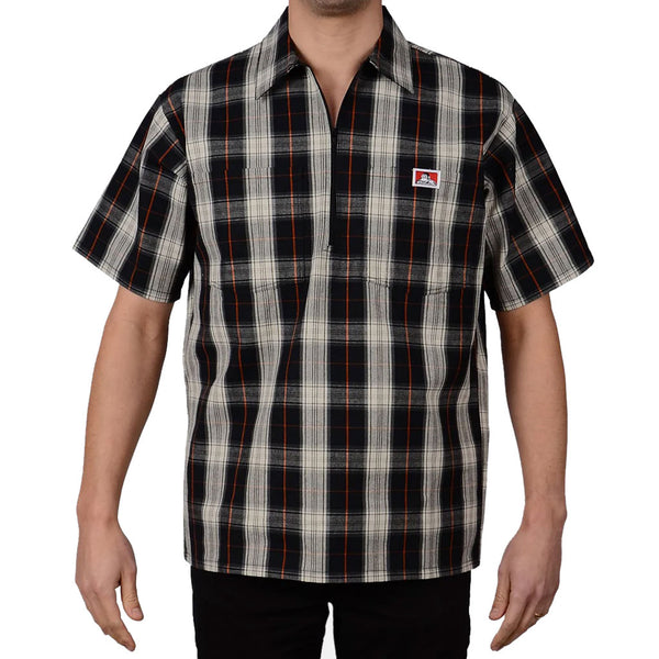 Ben Davis Plaid 1/2 Zip Shirt - Black/Cream