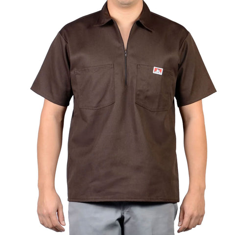 Ben Davis Solid 1/2 Zip Shirt - Brown