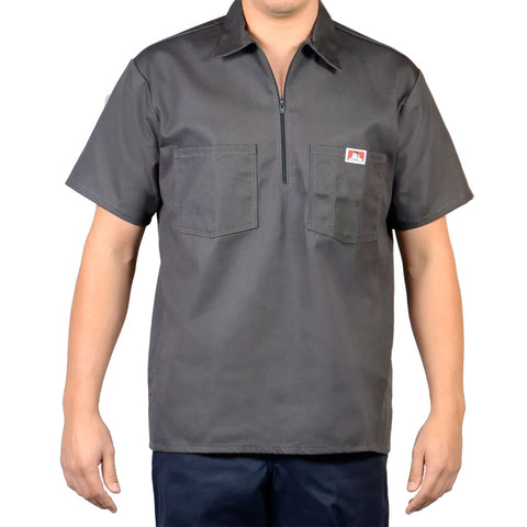 Ben Davis Solid 1/2 Zip Shirt - Charcoal