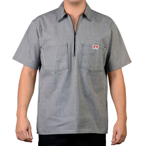 Ben Davis Stripe 1/2 Zip Shirt - Black