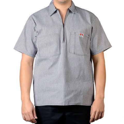 Ben Davis Stripe 1/2 Zip Shirt - Brown