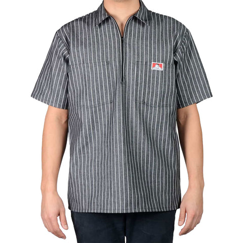 Ben Davis Stripe 1/2 Zip Shirt - Butcher Black