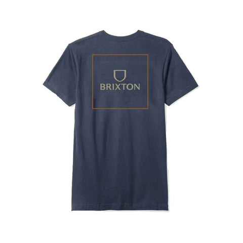 Brixton Alpha Square S/S T-shirt - Washed Navy/Burnt Orange/Sand