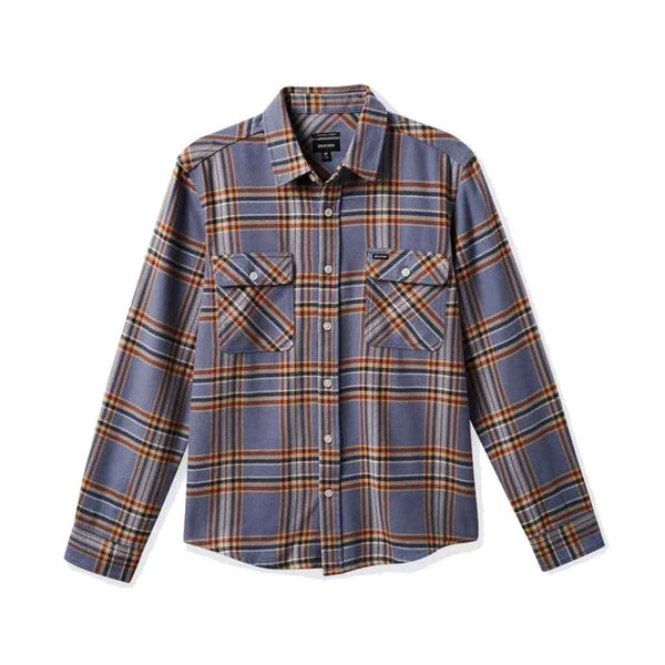 Brixton Bowery L/S Flannel - Stonewash Blue/Sand