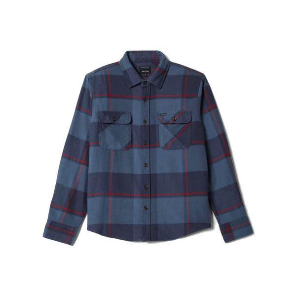 Brixton Bowery L/S Flannel - Bering Sea/Mood Indigo/Adrenal