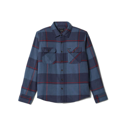 Brixton Bowery L/S Flannel - Bering Sea/Mood Indigo/Adrenal